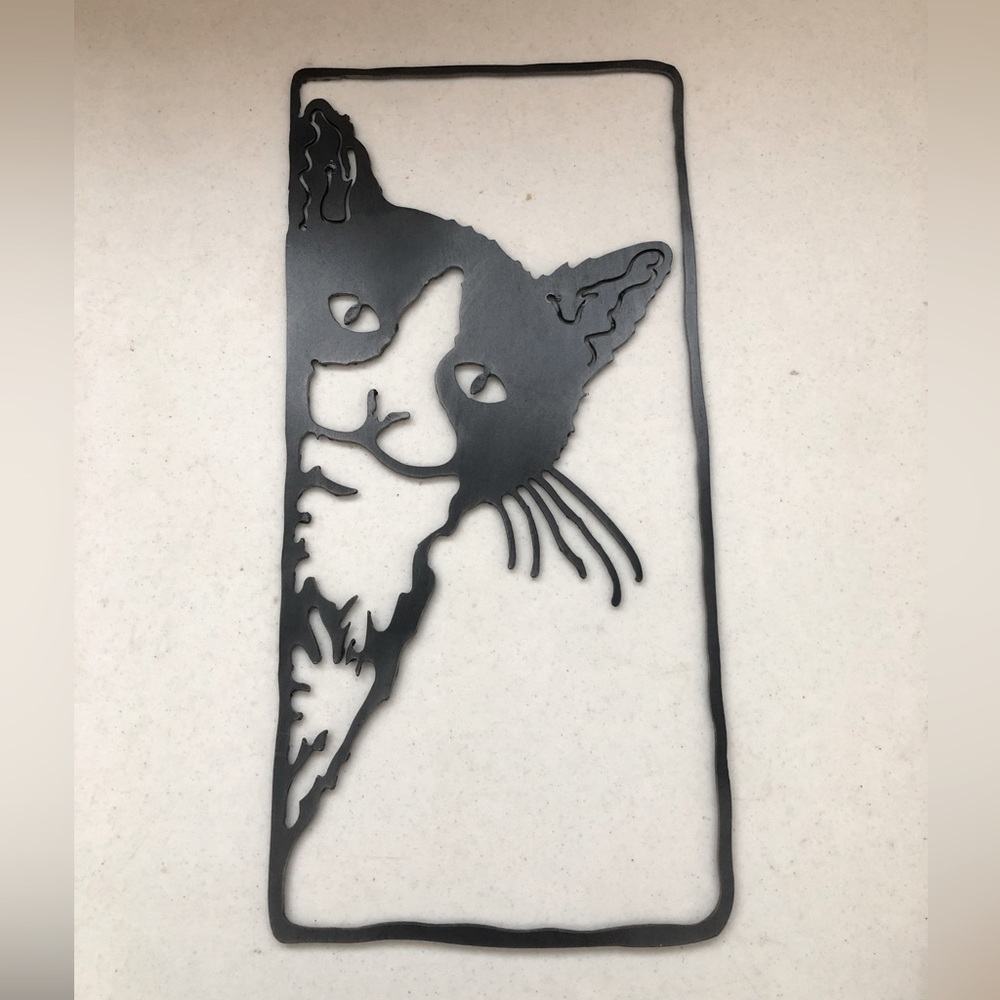Laser cut metal cat sign